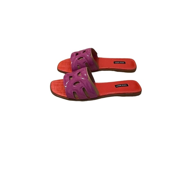 NWOT Nine West Geena Flat Slide Sandals, Dark Pink Fuchsia, Size 11M - Picture 7 of 12